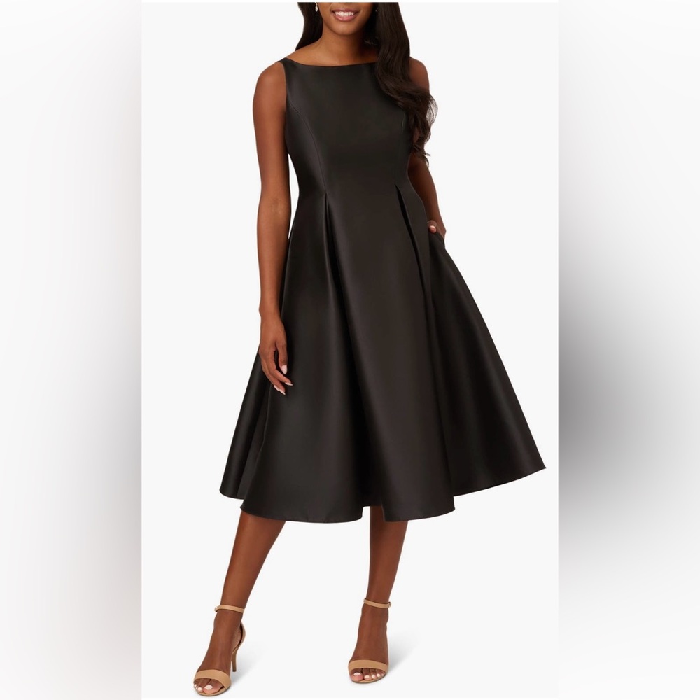 ❤️ Adrianna Papell Elegant Black Midi Dress - Picture 7 of 11